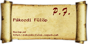 Pákozdi Fülöp névjegykártya